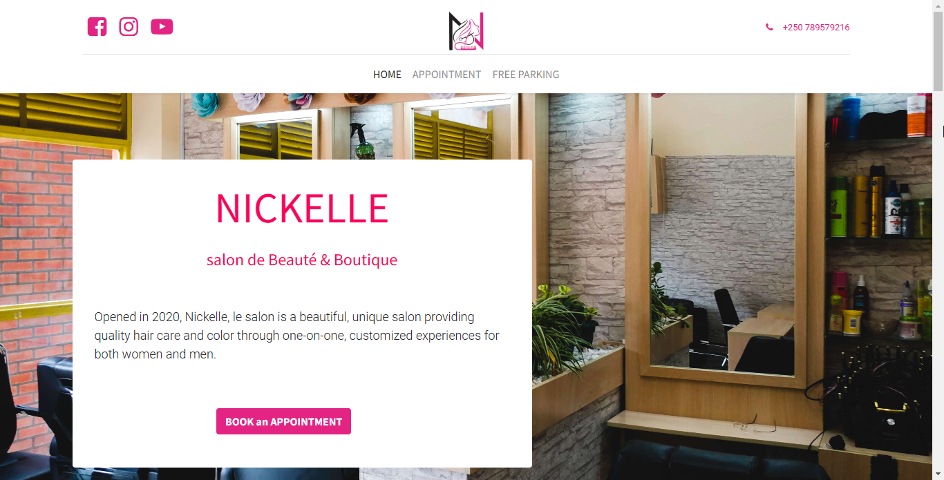 screenshot of nickellesalon.com